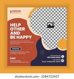 Charity Activity  Square Social Media Post Template or ngo donation Campaign online banner design
