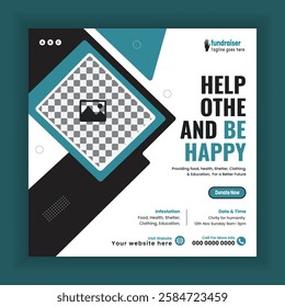 Charity Activity  Square Social Media Post Template or ngo donation Campaign online banner design