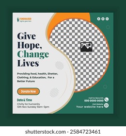 Charity Activity  Square Social Media Post Template or ngo donation Campaign online banner design