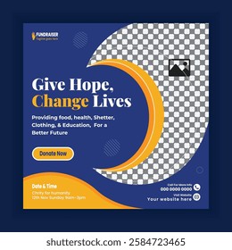 Charity Activity  Square Social Media Post Template or ngo donation Campaign online banner design