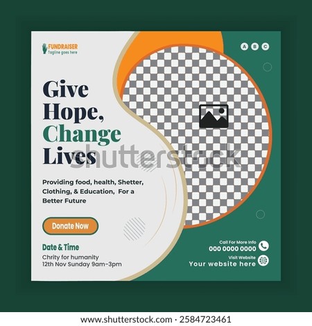 Charity Activity  Square Social Media Post Template or ngo donation Campaign online banner design