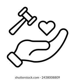 Charity Auction Vector Line Icon Design