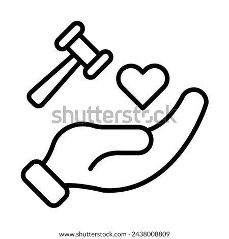 Charity Auction Vector Line Icon Design