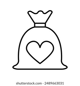 Charity Bag icon in thin line style Vector illustration graphic design 