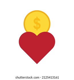 Charity Benefit Icon Vector Image. Can Also Be Used For Donations. Suitable For Mobile Apps, Web Apps And Print Media.