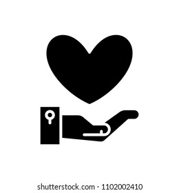 Charity black icon concept. Charity flat  vector symbol, sign, illustration.