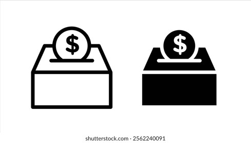 Charity box Icon collection in filled and stroke style.