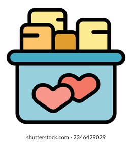 Charity box icon outline vector. People event. Community help color flat