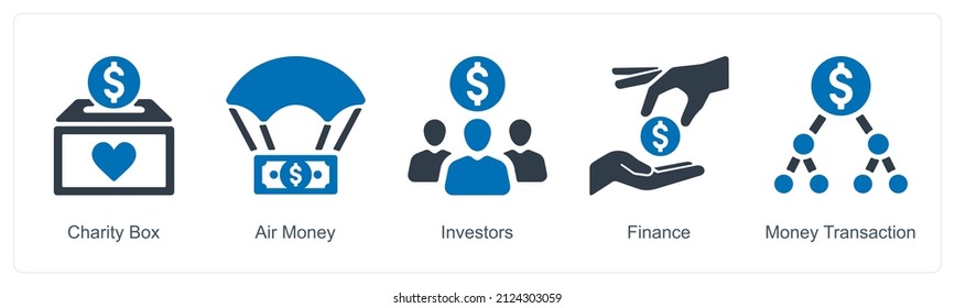 Charity Box And Money Transaction Icon Concept