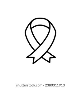 Charity or Breast cancer awareness ribbon line vector icon.