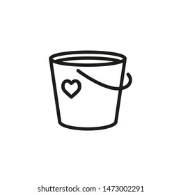 Charity Bucket Line Icon. Heart, Contribution, Donation. Collecting Money Concept. Can Be Used For Topics Like Philanthropy, Volunteering, Fundraising