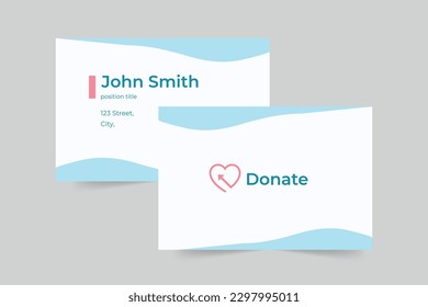 Charity business card template. A clean, modern, and high-quality design business card vector design. Editable and customize template business card