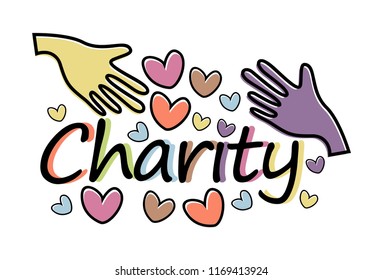 charity campaign with hand and love symbol
