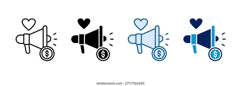 Conjunto de iconos de campaña de caridad Colección de estilo múltiple