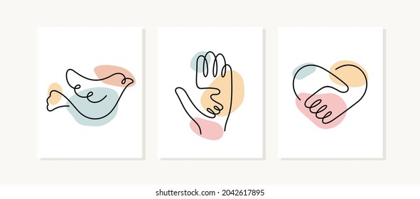 Charity cards. Continuous line vector illustration.