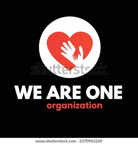 charity and care logo design, with red and white with background, and also space for your name and slogan