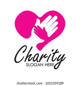 charity and care logo, emblems and insignia with text space for your slogan / tagline. vector illustration