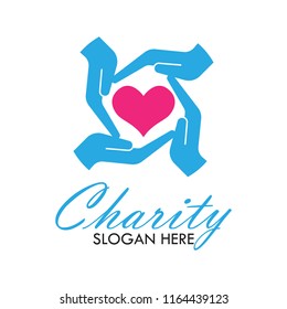 charity and care logo, emblems and insignia with text space for your slogan / tagline. vector illustration