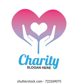 charity and care logo, emblems and insignia with text space for your slogan / tagline. vector illustration
