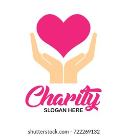 charity and care logo, emblems and insignia with text space for your slogan / tagline. vector illustration