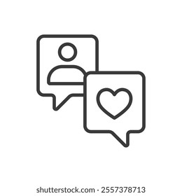 Charity chat icon in line design. Charity, chat, conversation, help, support, communication, message on white background vector. Charity chat editable stroke icon