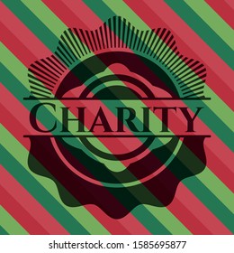 Charity christmas colors style emblem. Vector Illustration. Detailed.