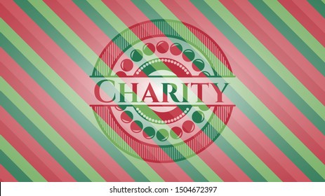 Charity christmas style badge. Vector Illustration. Detailed.