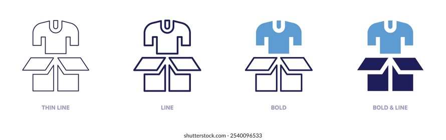 Charity clothes icon in 4 different styles. Thin Line, Line, Bold, and Bold Line. Duotone style. Editable stroke.