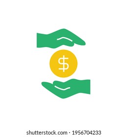 Charity coin icon in color icon, isolated on white background 