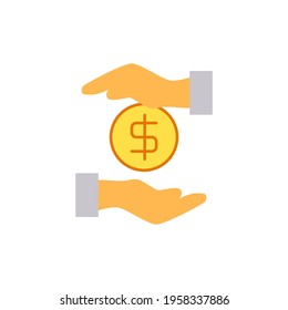 Charity coin icon in color icon, isolated on white background 