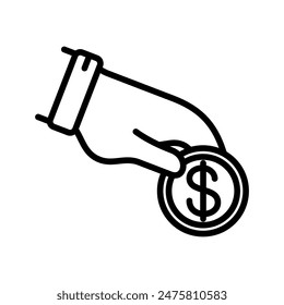 Charity coin money icon line vector design illustration template