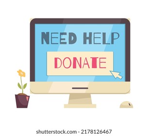 Charity composition with isolated concept images of money and goods donation on blank background vector illustration