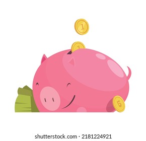 Charity composition with isolated concept images of money and goods donation on blank background vector illustration