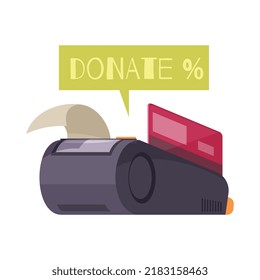 Composición de caridad con imágenes conceptuales aisladas de donación de dinero y bienes en ilustración vectorial en blanco