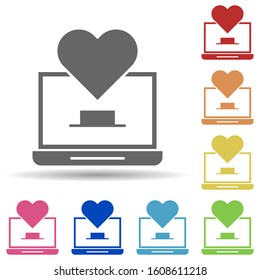 Charity, computer in multi color style icon. Simple glyph, flat vector of charity icons for ui and ux, website or mobile application