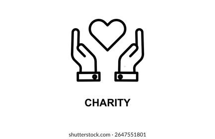 Charity Concept. Hands Holding A Heart Editable Stroke Outline Icon Isolated On White Background Flat Vector Illustration Vector Icon Isolated On White Background
