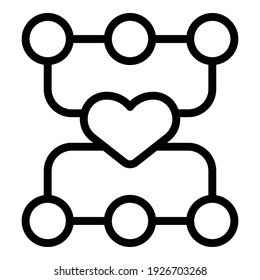 Icono de contribución de caridad. Icono de vector de contribución de esquema para diseño web aislado en fondo blanco