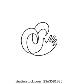 Charity design with simple line style, love and hand