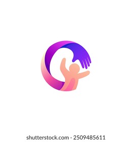 Charity design template, People care logo with community design