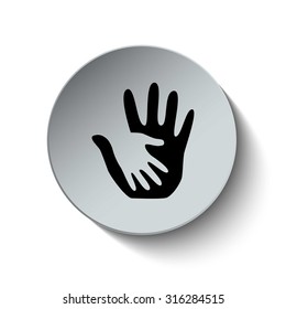 Charity and Donate icon. Helping Hands icon. Children and kid hands. Vector Illustration