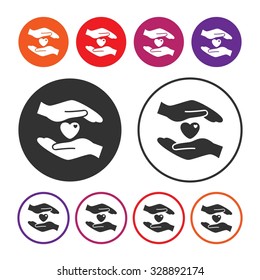 Charity and Donate icon. Helping Hands icon. Vector Illustration