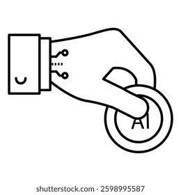Charity Donation Ai Hand Vector Icon Design with editable Stroke