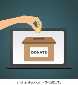 charity and donation background, online concept, vector illustration