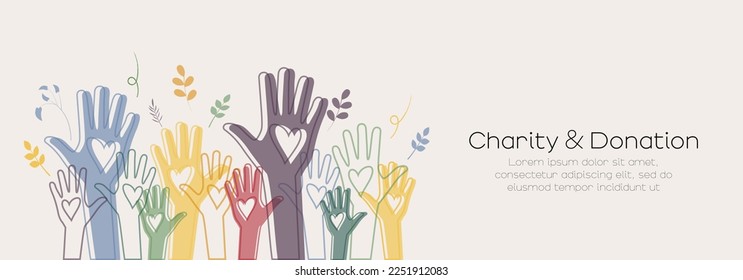 Cartel de beneficencia y donación. Ilustración vectorial plana.