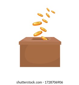 charity donation box with coins vector illustration design