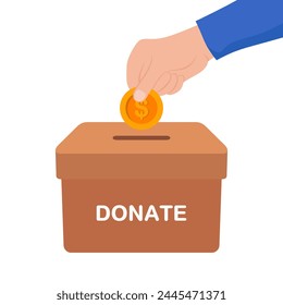 charity donation box with hand insert coins