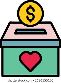 Charity Donation Box with Heart Symbol Illustration