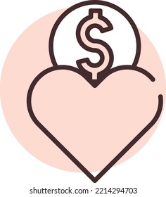 Charity and donation coins, illustration, vector on white background.