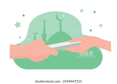 Concepto de caridad y donación. Ilustración vectorial plana de color aislada.
