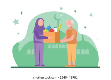 Concepto de caridad y donación. Ilustración vectorial plana de color aislada.